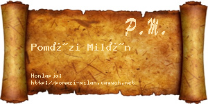 Pomázi Milán névjegykártya